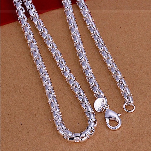STERLING SILVER BOX CHAIN LINK MATCHING NECKLACE BRACELET SET - Picture 5 of 6